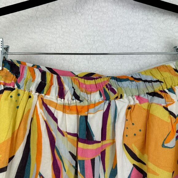 C&C California Wrap Mini Skirt Womens L Boho Resort Colorful Ruffle Embroidered - Picture 10 of 11